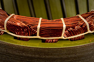 brushless motor stator windings, tightly packed and laced for improved servomotor performance